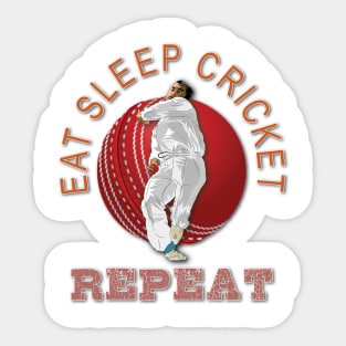 Eat sleep cricket repeat Sticker